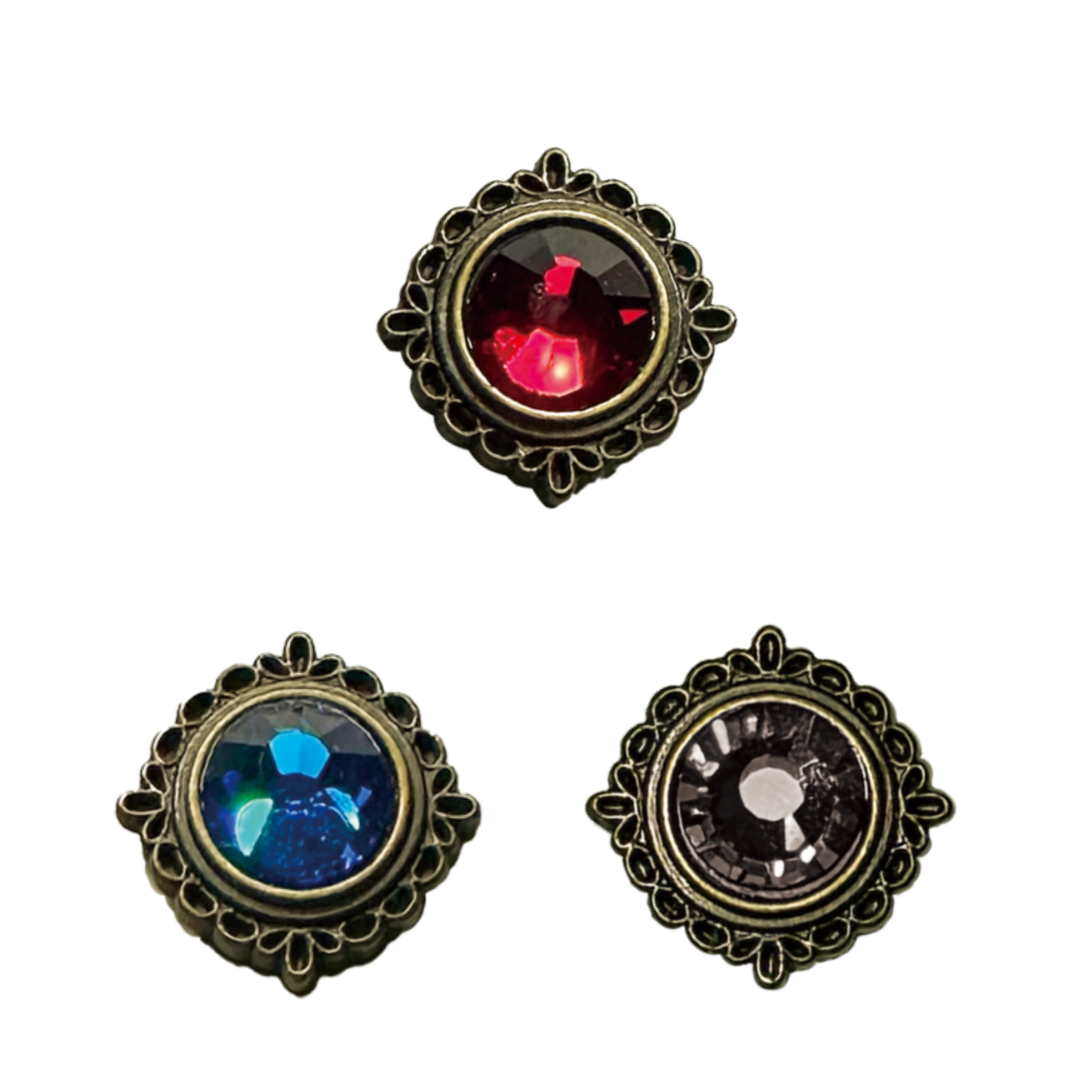 ねじ込み式マグネット留め具（カラービジュー金具付き）（アンティークゴールド）17mm×5mm