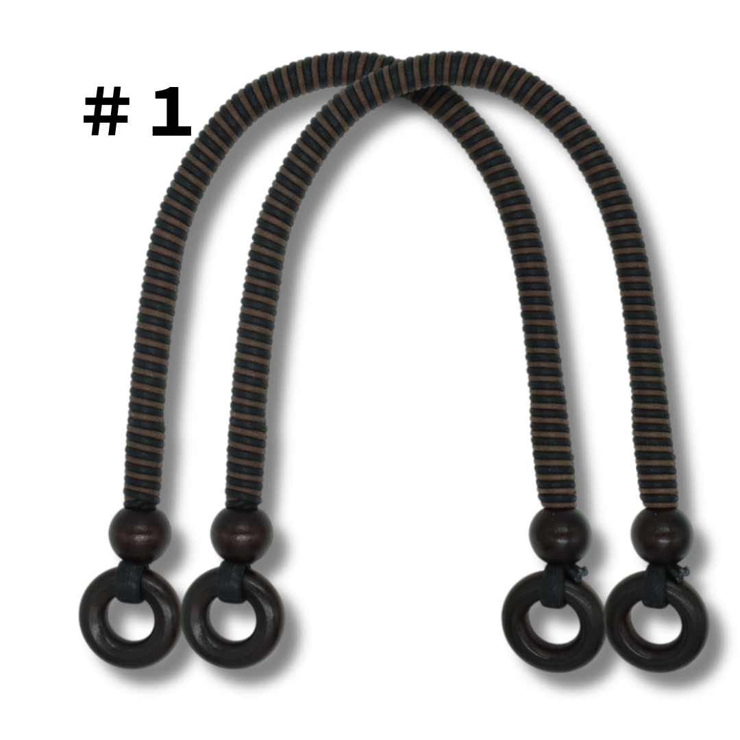 Japanese Waxed Cord Bag Handles with Wood Rings – 40cm, 2 pcs | Made in Japan