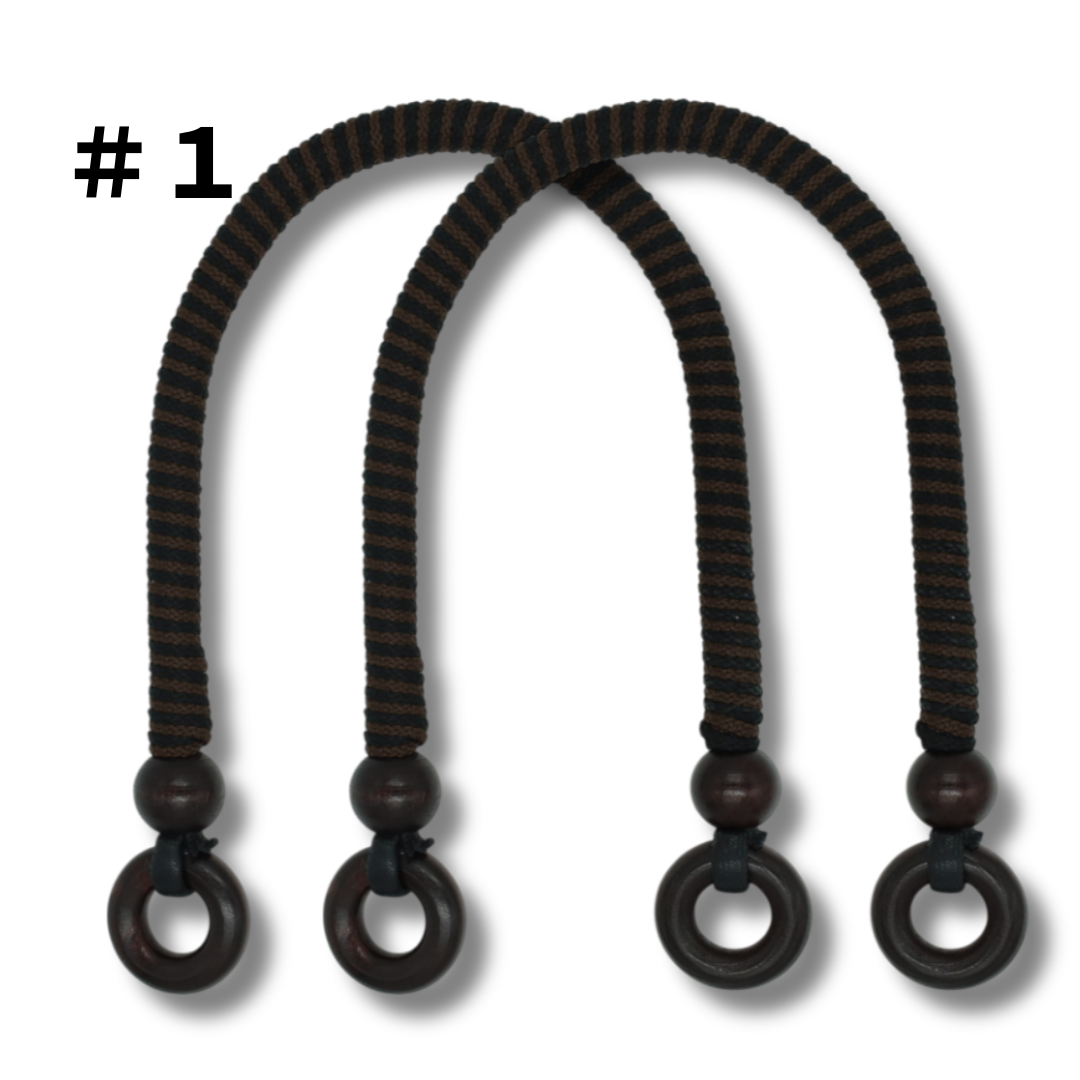 Japanese Multi-Color Cord Bag Handles with Wood Rings – 40cm, 2 pcs