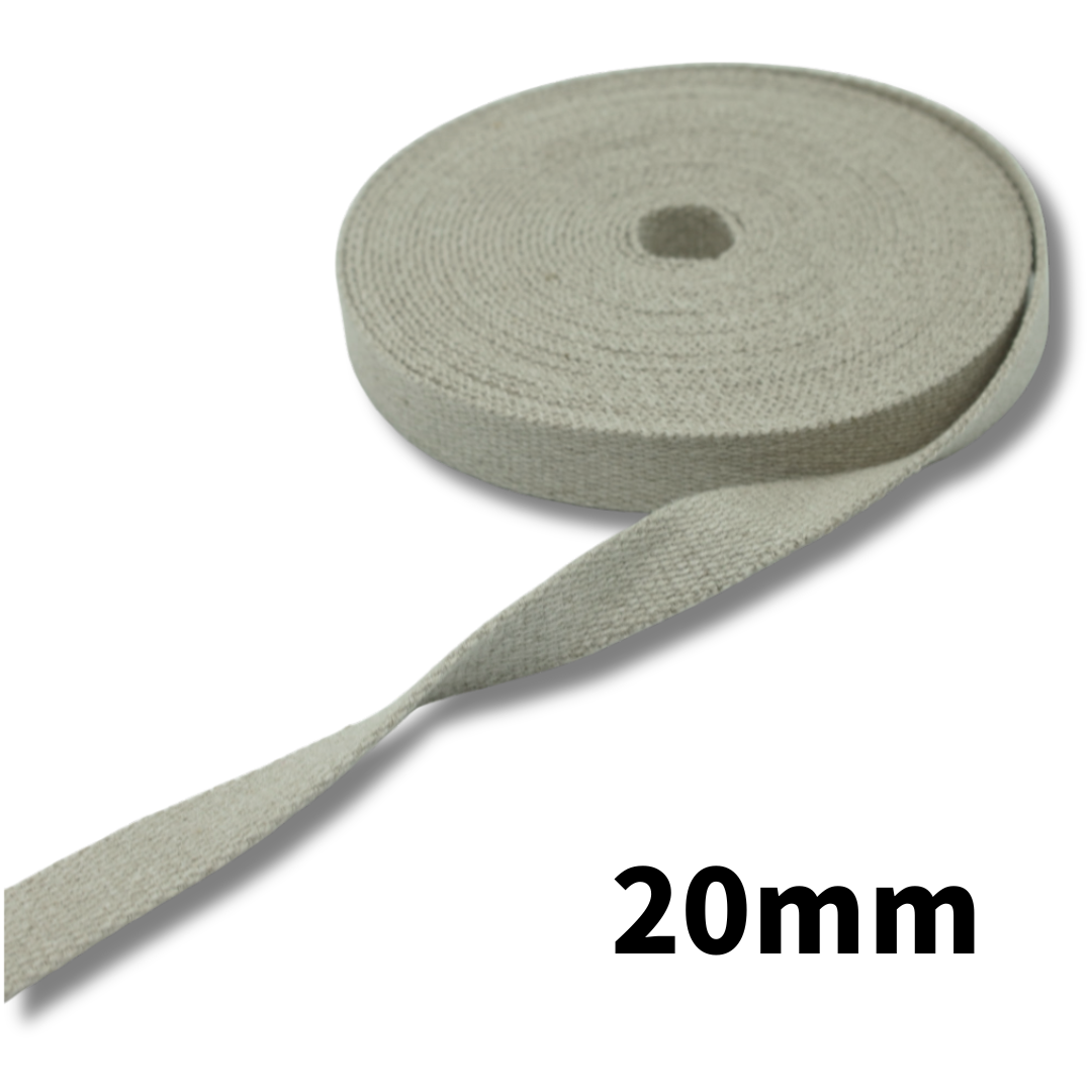Linen Bag Strap Tape – 20mm × 10m, Natural | Made in Japan