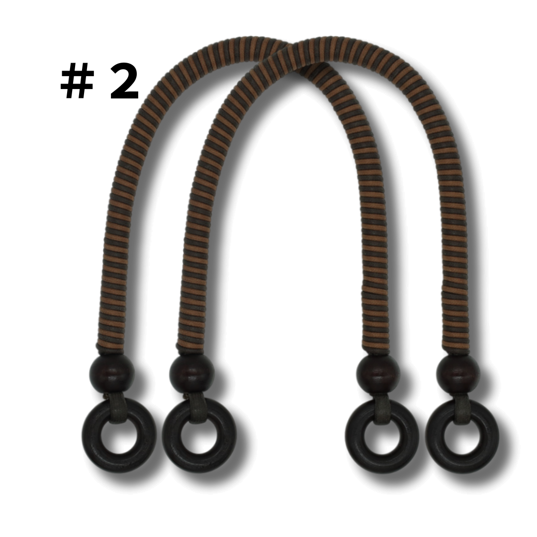 Japanese Waxed Cord Bag Handles with Wood Rings – 40cm, 2 pcs | Made in Japan