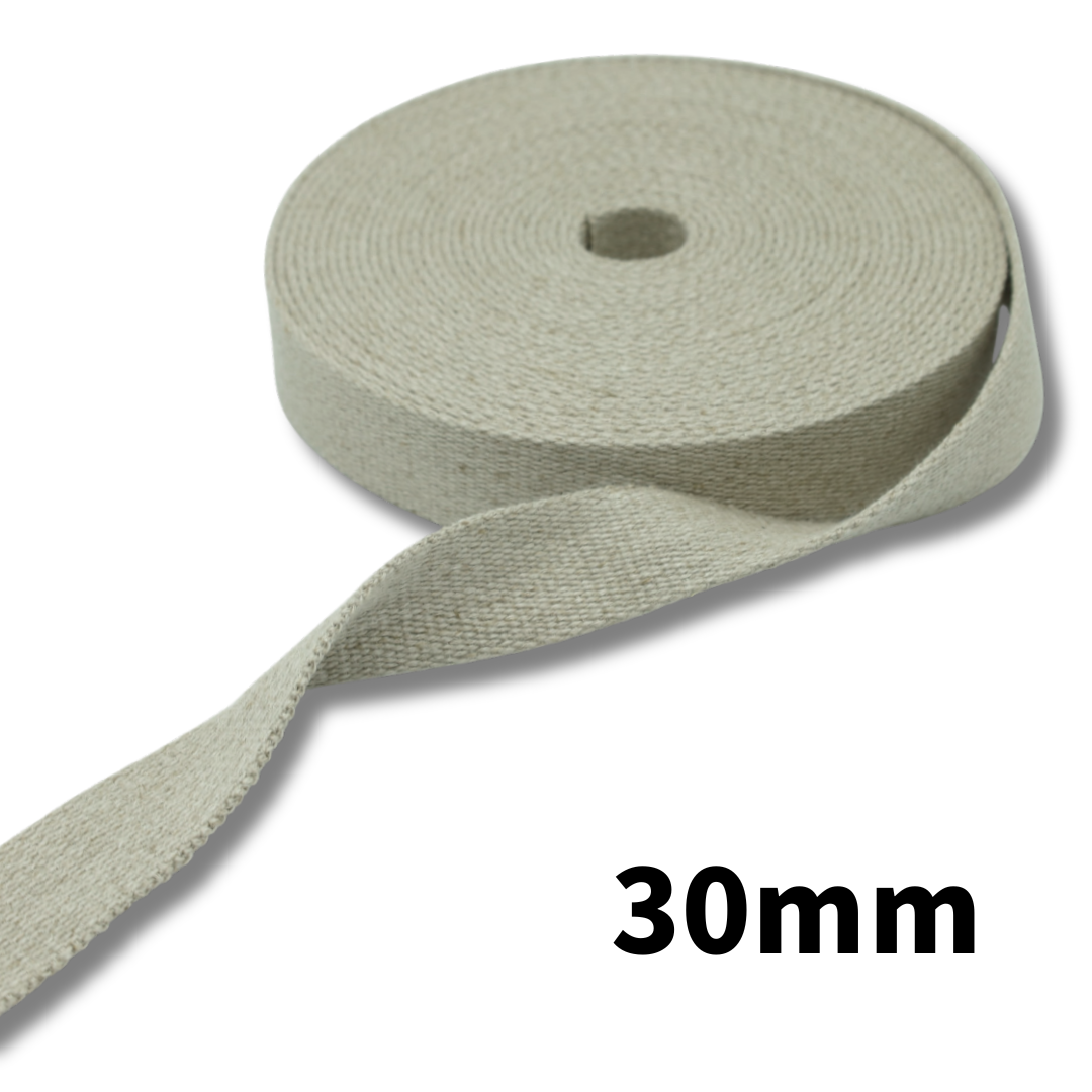 Linen Bag Strap Tape – 30mm × 10m, Natural | Made in Japan