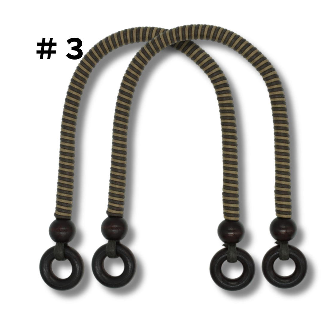 Japanese Waxed Cord Bag Handles with Wood Rings – 40cm, 2 pcs | Made in Japan