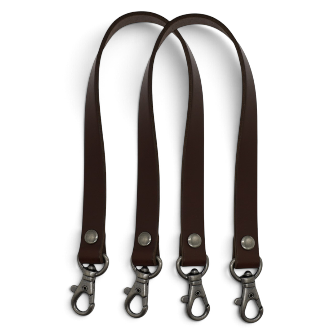 Leather Bag Handles with Snap Hooks – 15mm × 40cm, 2 pcs | Made in Japan