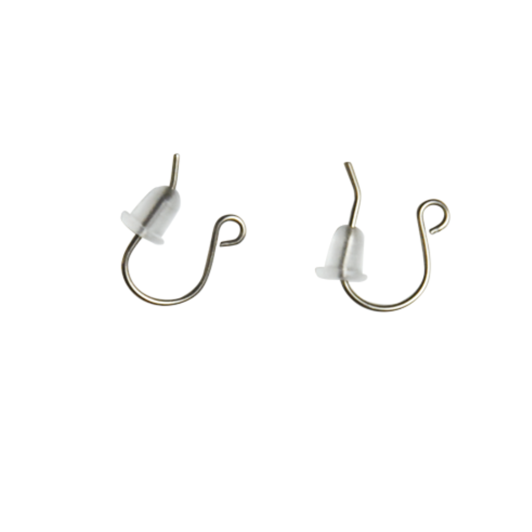 Titanium Hook Earrings (with Silicone Backs) (2 pcs)