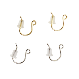 Brass Hook Earrings (with Silicone Backs) (2 pcs)