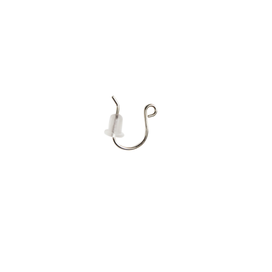 Brass Hook Earrings (with Silicone Backs) (2 pcs)