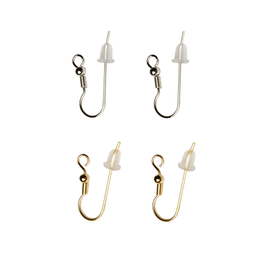 Brass Long Hook Earrings (with Silicone Backs) (2 pcs)