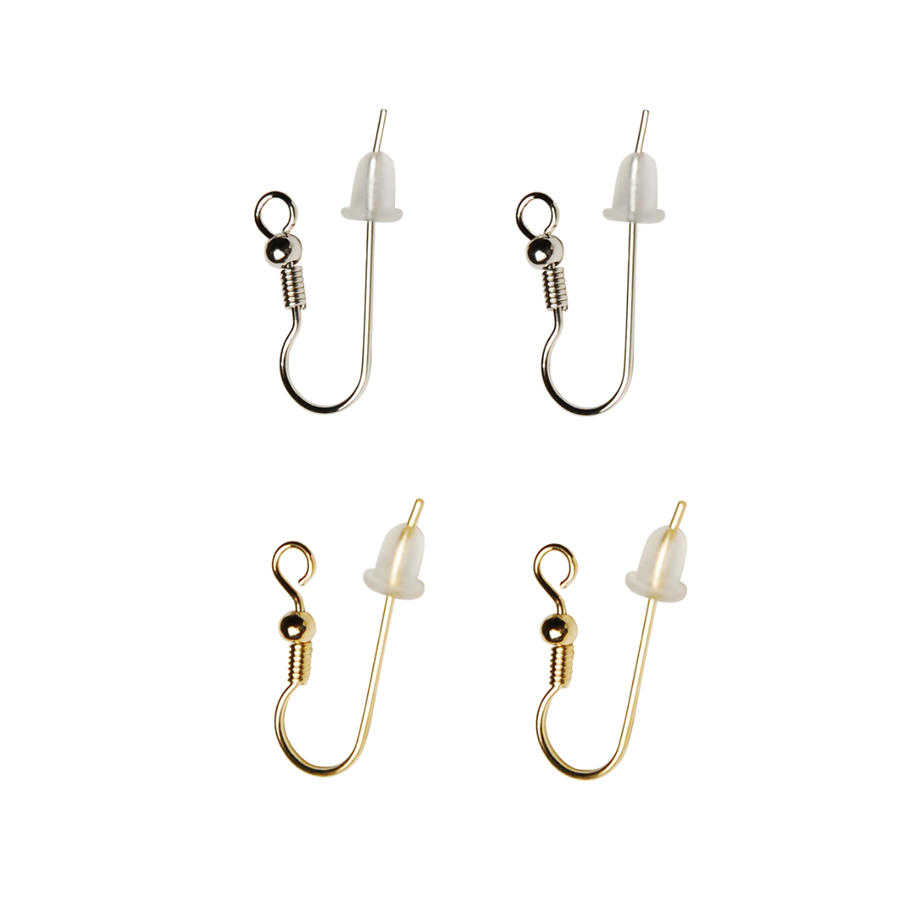 真鍮ロングフックピアス（シリコンキャッチ付き）10mm×25mm Ø0.7mm