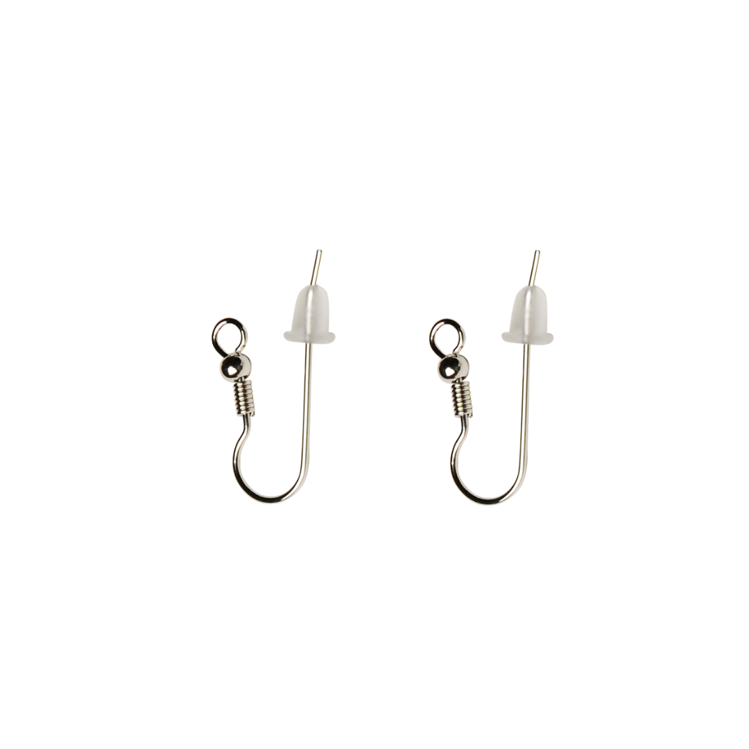 Brass Long Hook Earrings (with Silicone Backs) (2 pcs)
