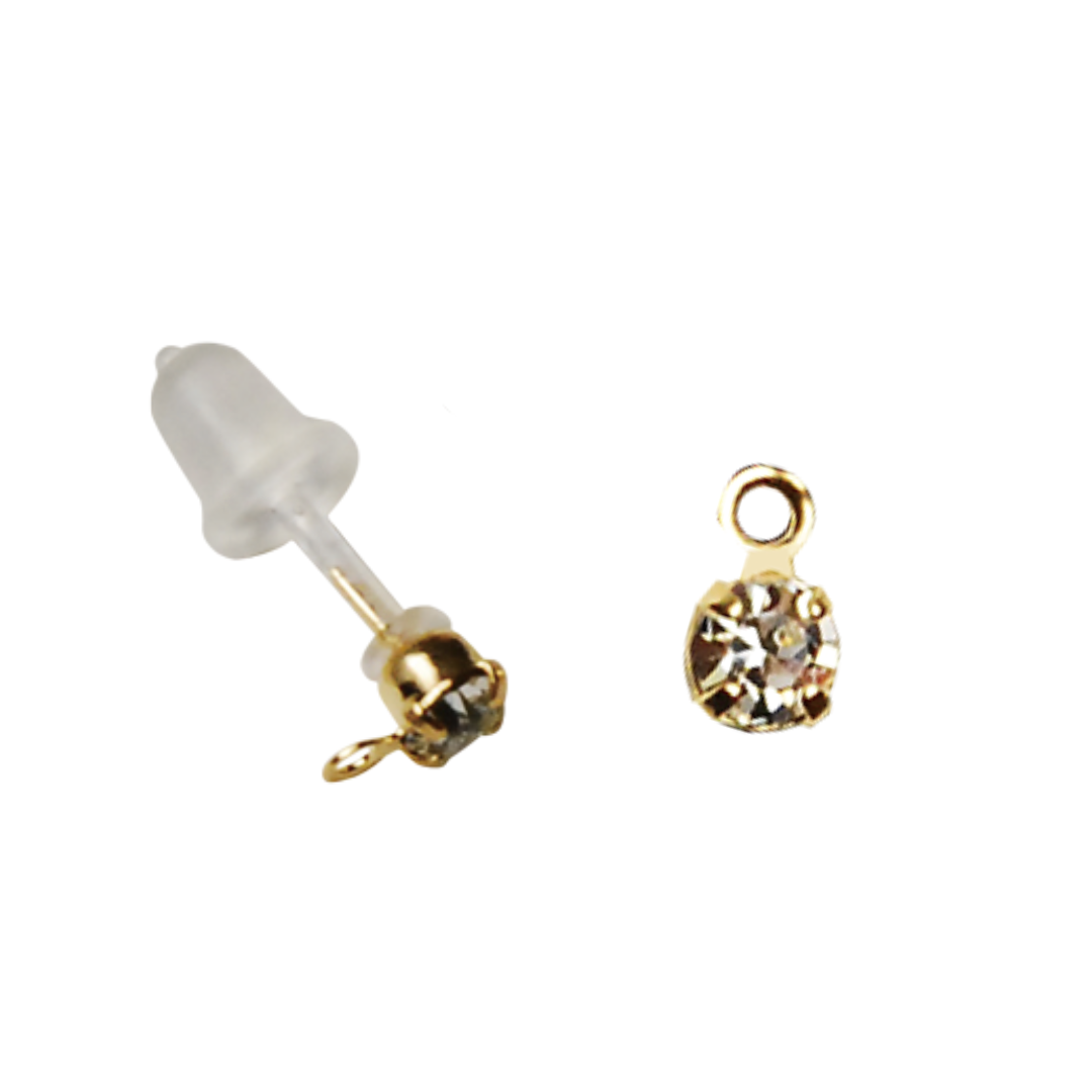 T-Post Resin Earrings with Rhinestone (with Silicone Backs) (2 pcs)