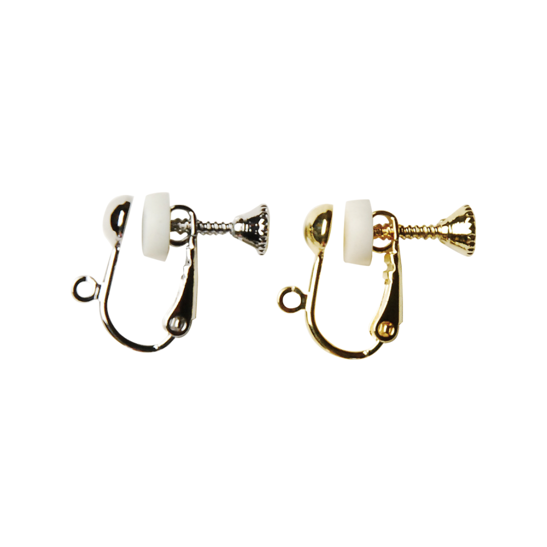 Screw Clip Earrings with Brass Jump Ring (with Silicone Pad) (2 pcs)