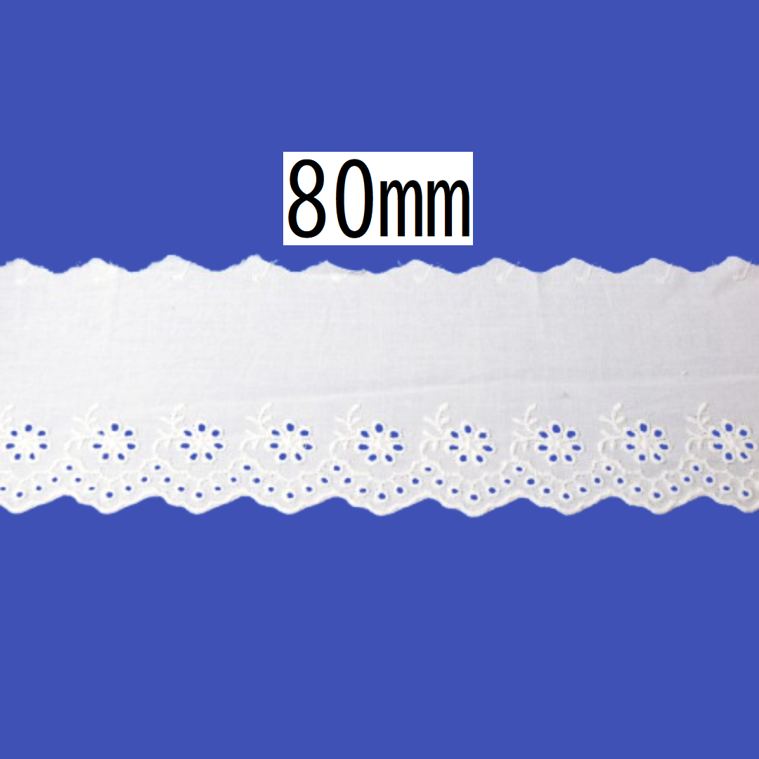 Cotton Lace – 80mm × 13.5m (1 roll)