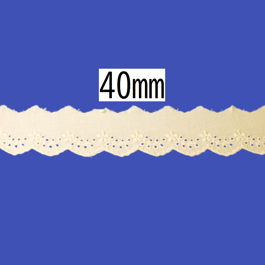 Cotton Lace – 40mm × 13.5m (1 roll)