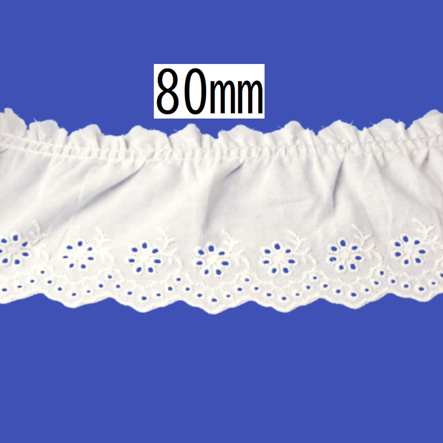 Cotton Tuck Lace – 80mm × 9.5m (1 roll)