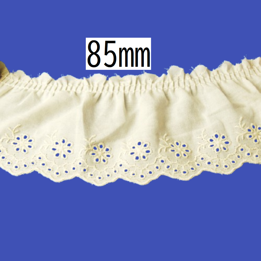 Cotton Tuck Lace – 85mm × 9.5m (1 roll)
