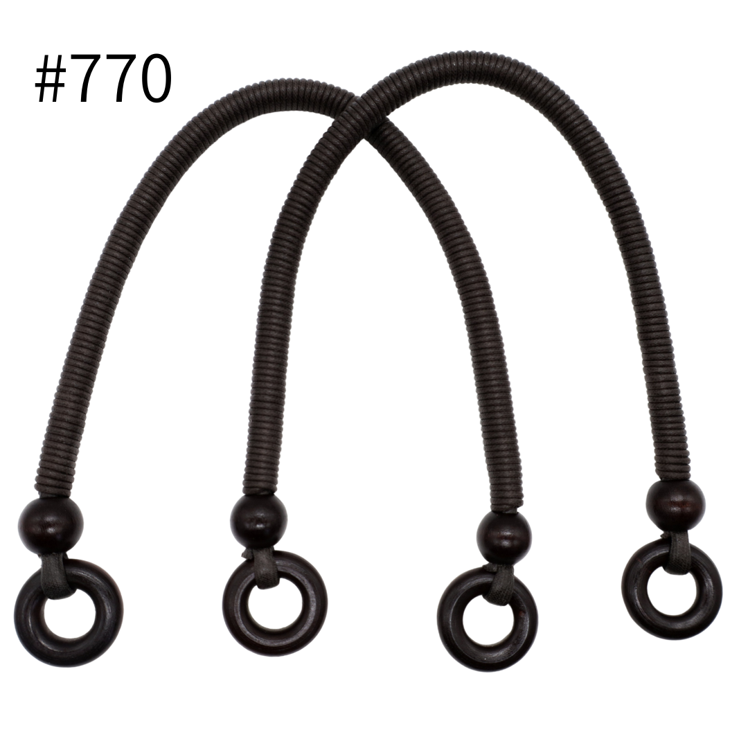 Waxed Cotton Bag Handles with Wood Accents – 10mm × 40cm, 2 pcs | Japan