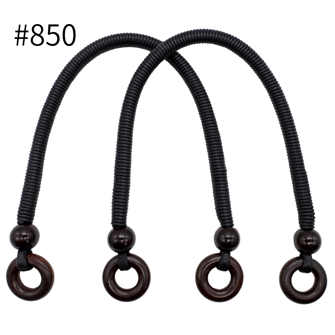 Waxed Cotton Bag Handles with Wood Accents – 10mm × 40cm, 2 pcs | Japan