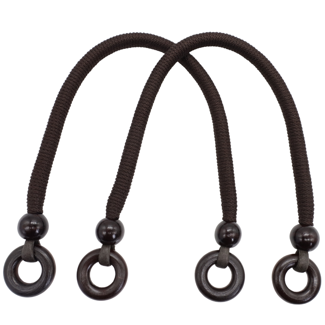 Japanese Cord Bag Handles with Wood Accents – 40cm, 2 pcs | Made in Japan