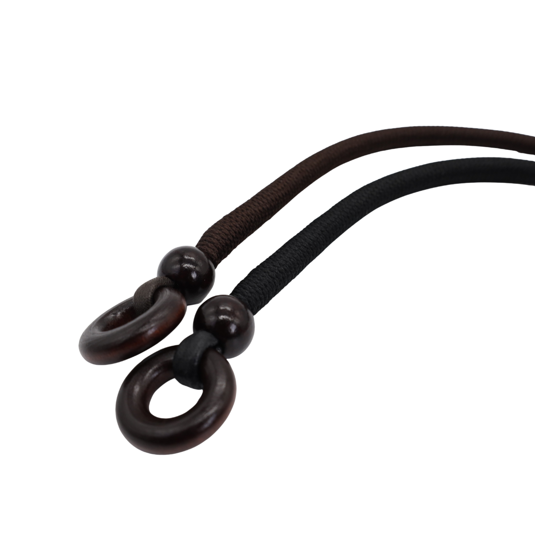 Japanese Cord Bag Handles with Wood Accents – 40cm, 2 pcs | Made in Japan
