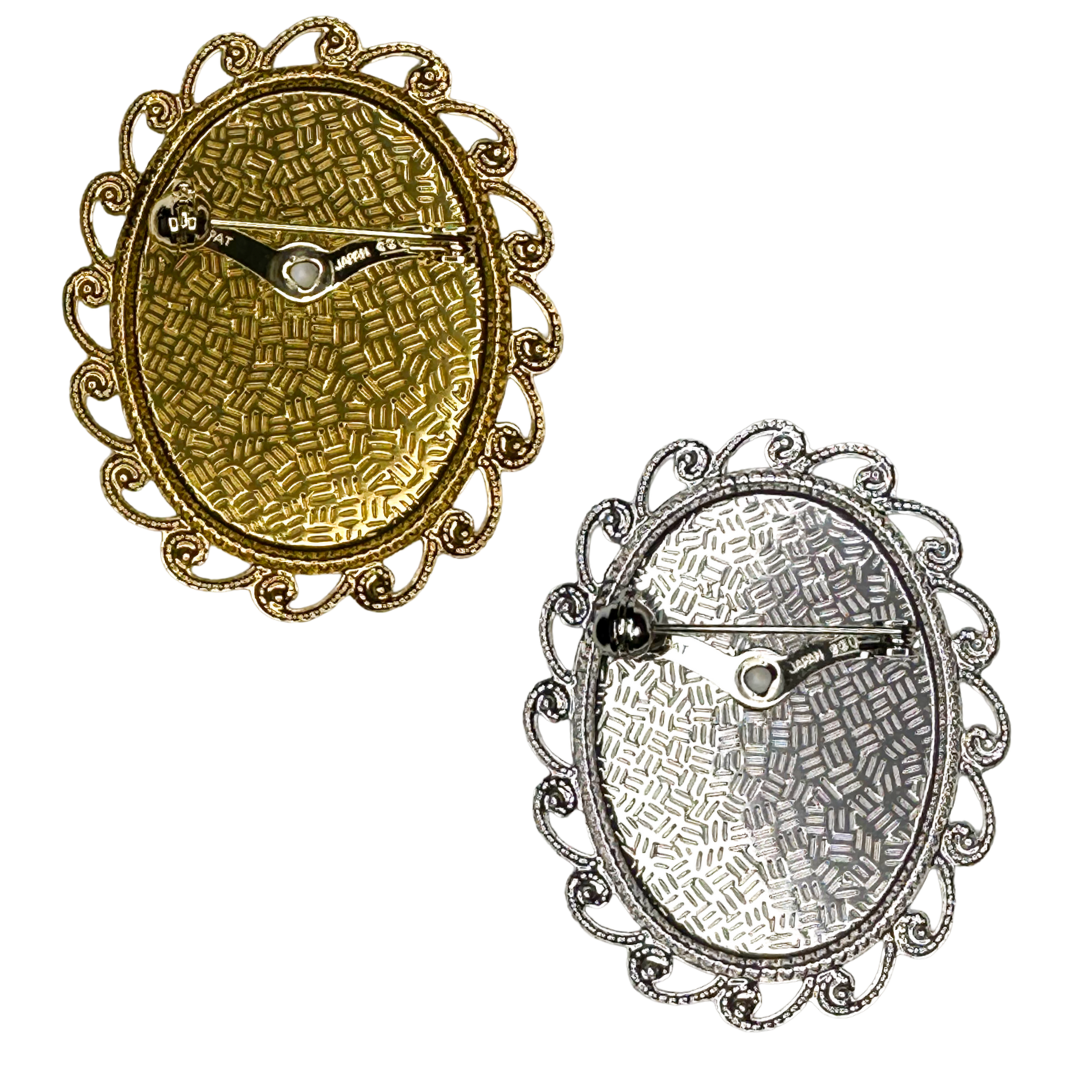 楕円形アルミブローチ台座 30mm × 40mm