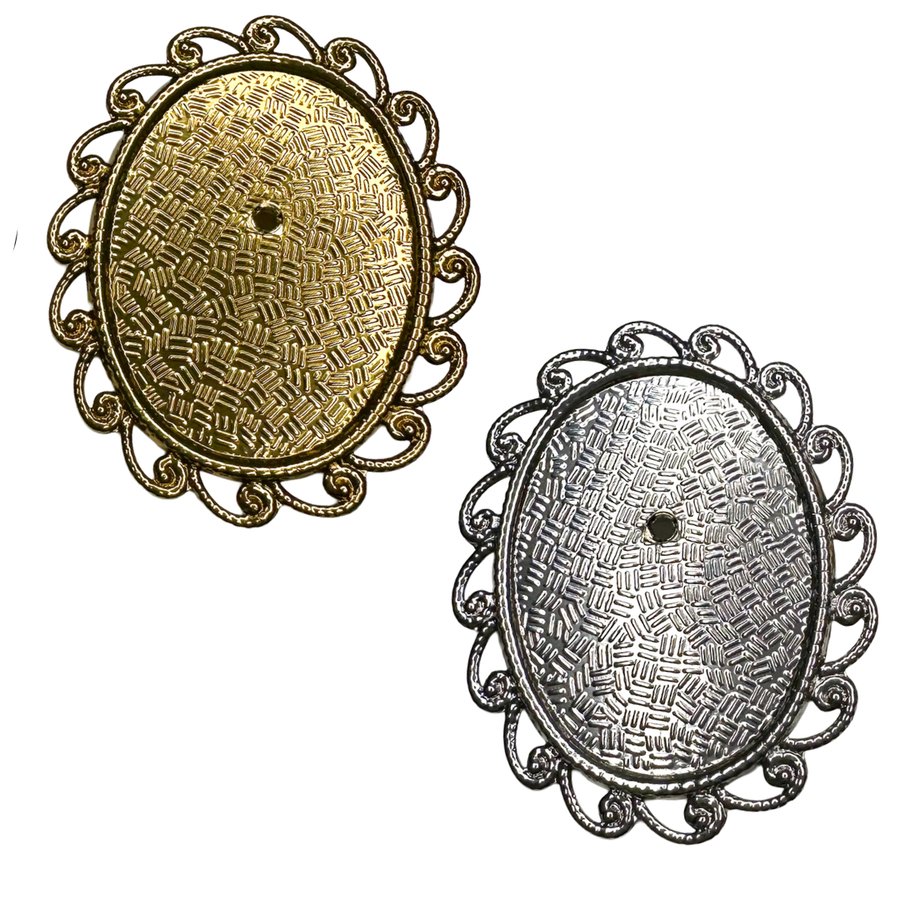 楕円形アルミブローチ台座 30mm × 40mm