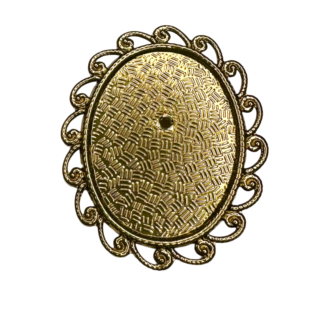 楕円形アルミブローチ台座 30mm × 40mm