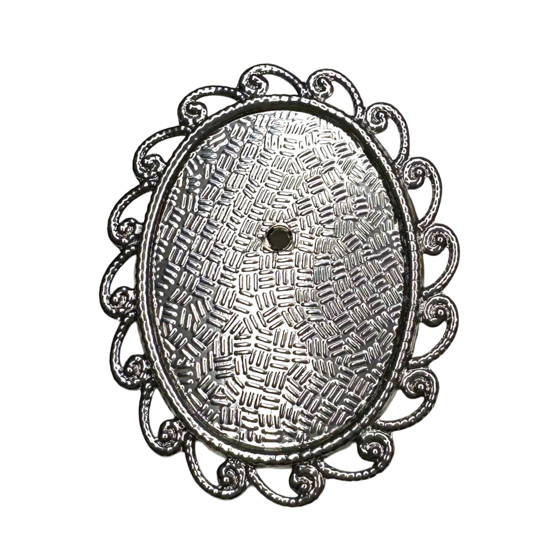 楕円形アルミブローチ台座 30mm × 40mm