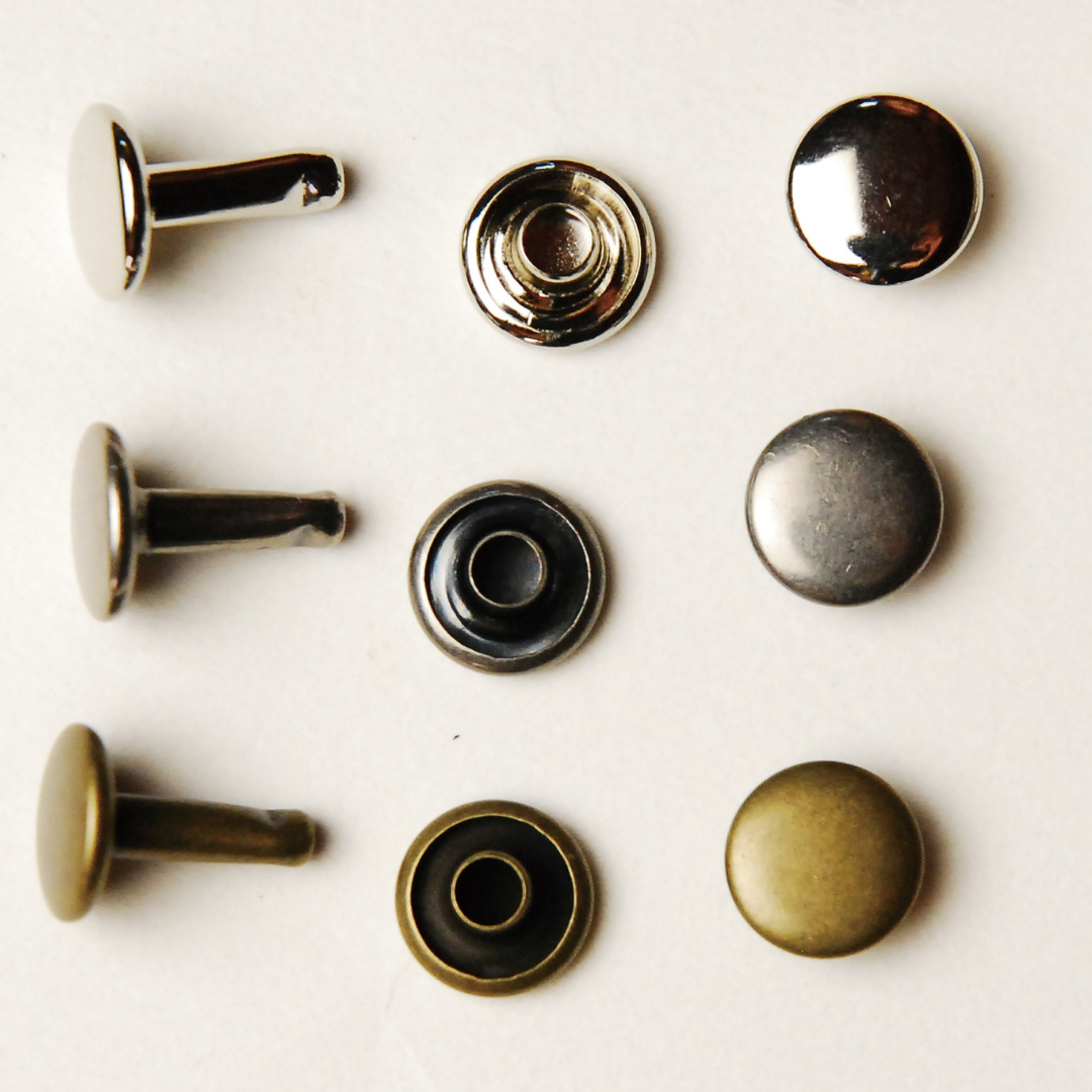 Brass Rivets for Leather &amp; Bag Making – 9mm × 11mm, 10 pcs