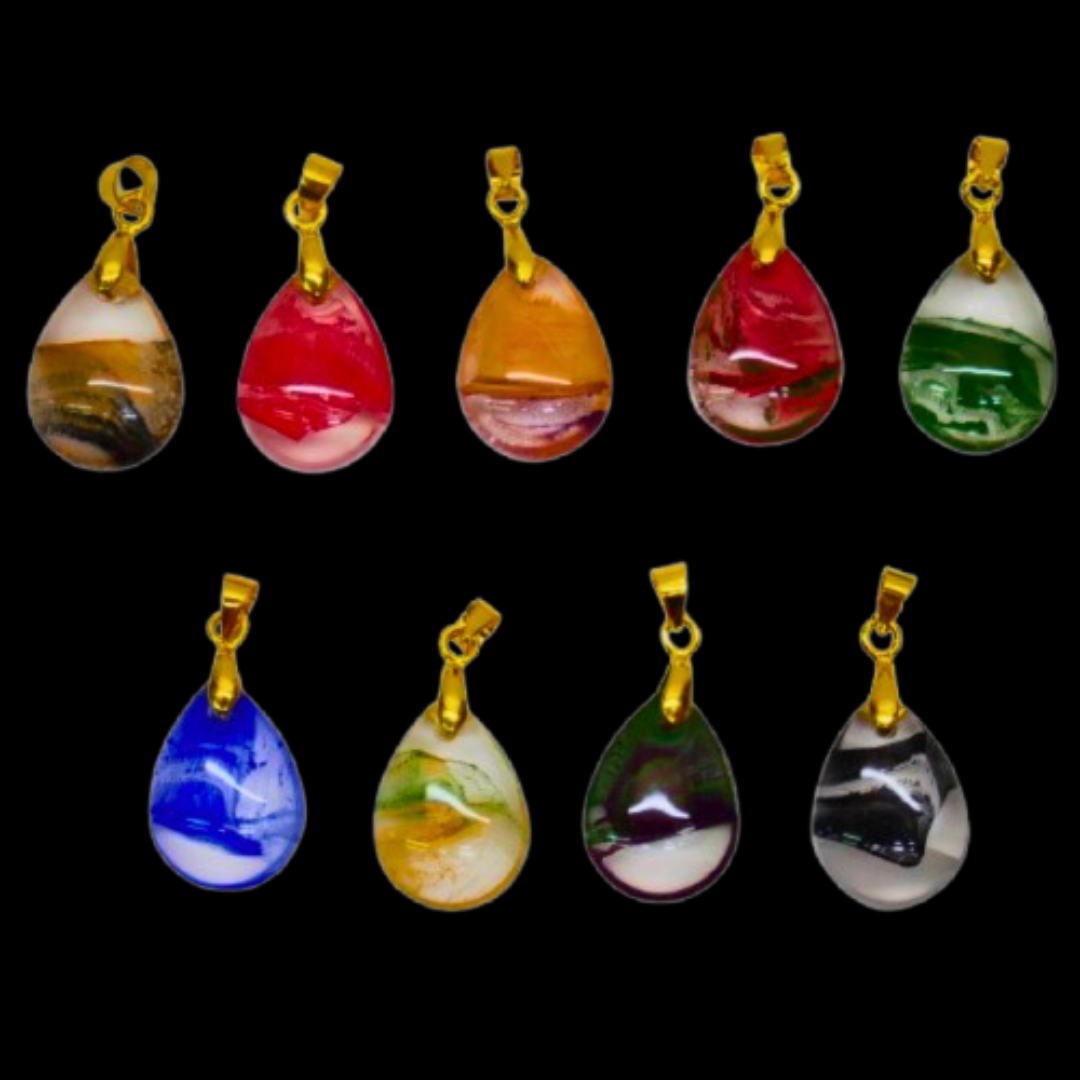 Teardrop Glass Bead Charm – 13mm × 18mm (1 pc)