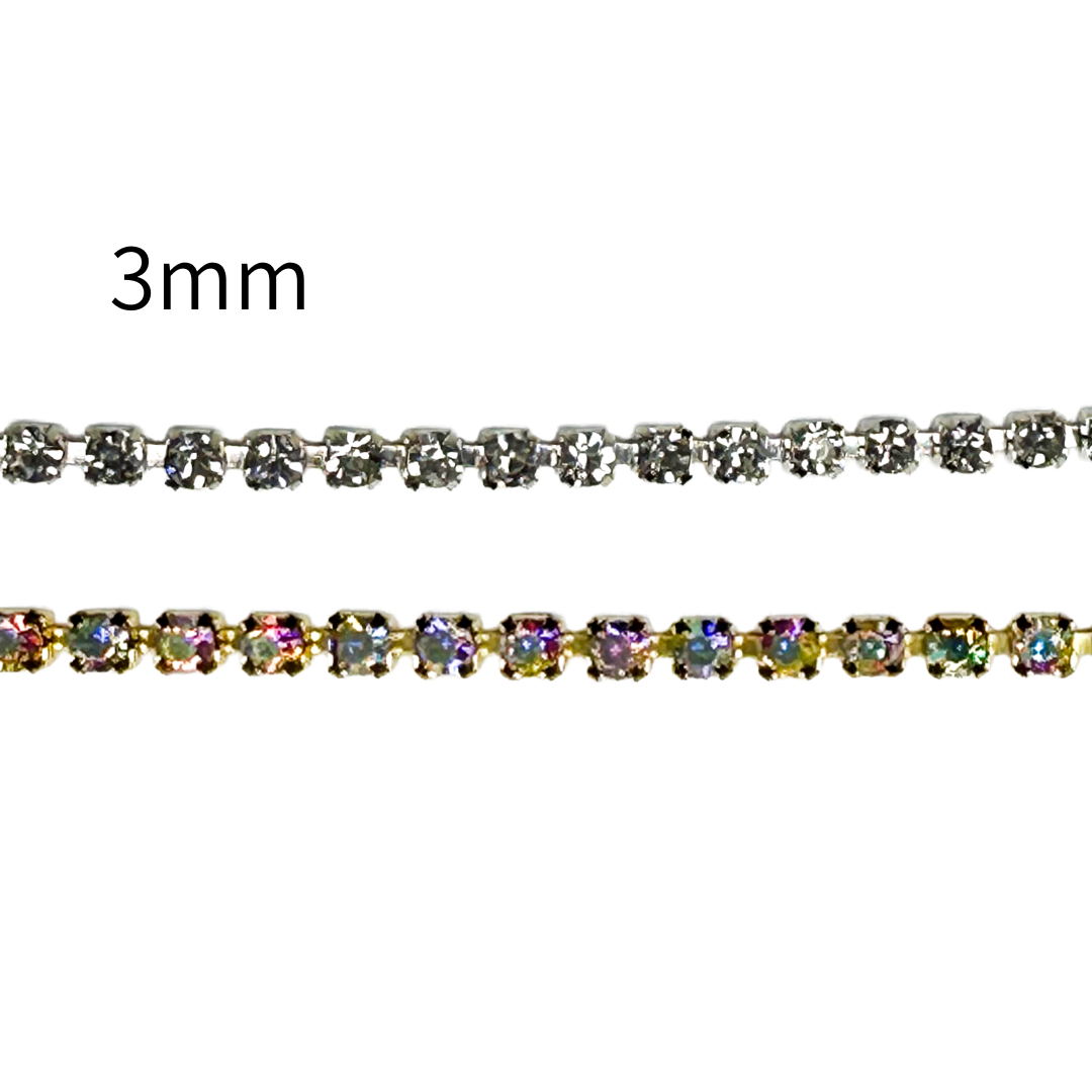 Diamond Chain with Glass Beads – 3mm × 9m (1 roll)
