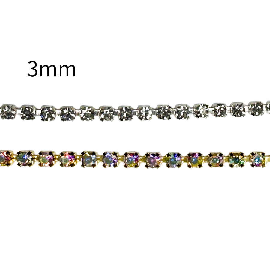 Diamond Chain with Glass Beads – 3mm × 9m (1 roll)