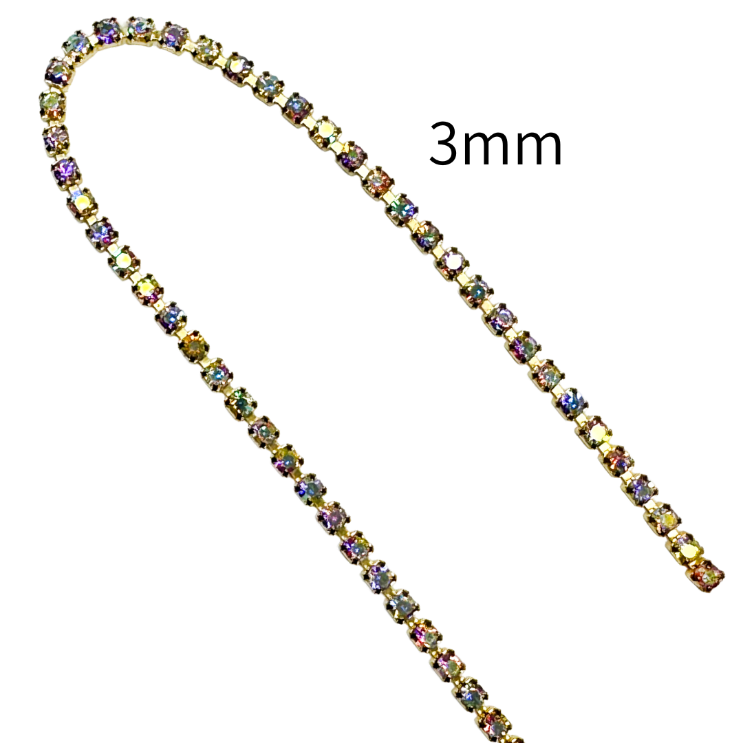 Diamond Chain with Glass Beads – 3mm × 9m (1 roll)