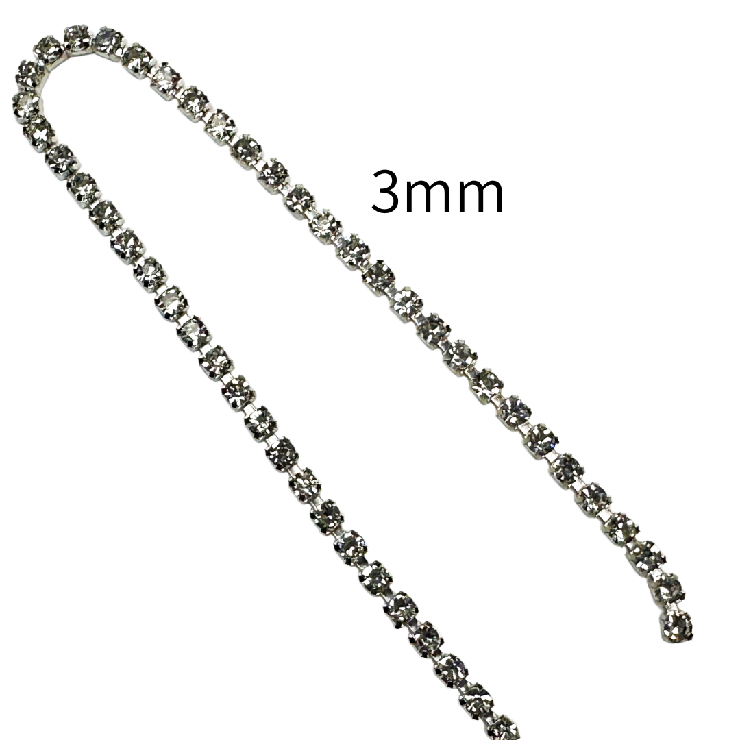 Diamond Chain with Glass Beads – 3mm × 9m (1 roll)