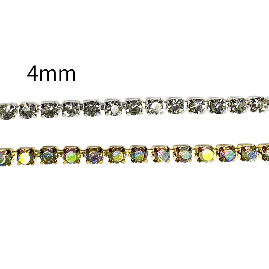 Diamond Chain with Glass Beads – 4mm × 9m (1 roll)