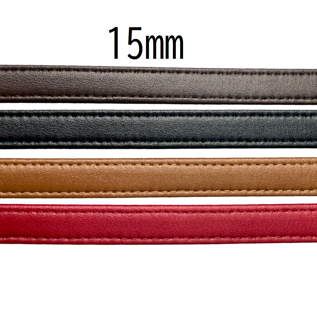 Faux Leather Quad-Fold Stitch Tape – 15mm × 10m (1 roll)